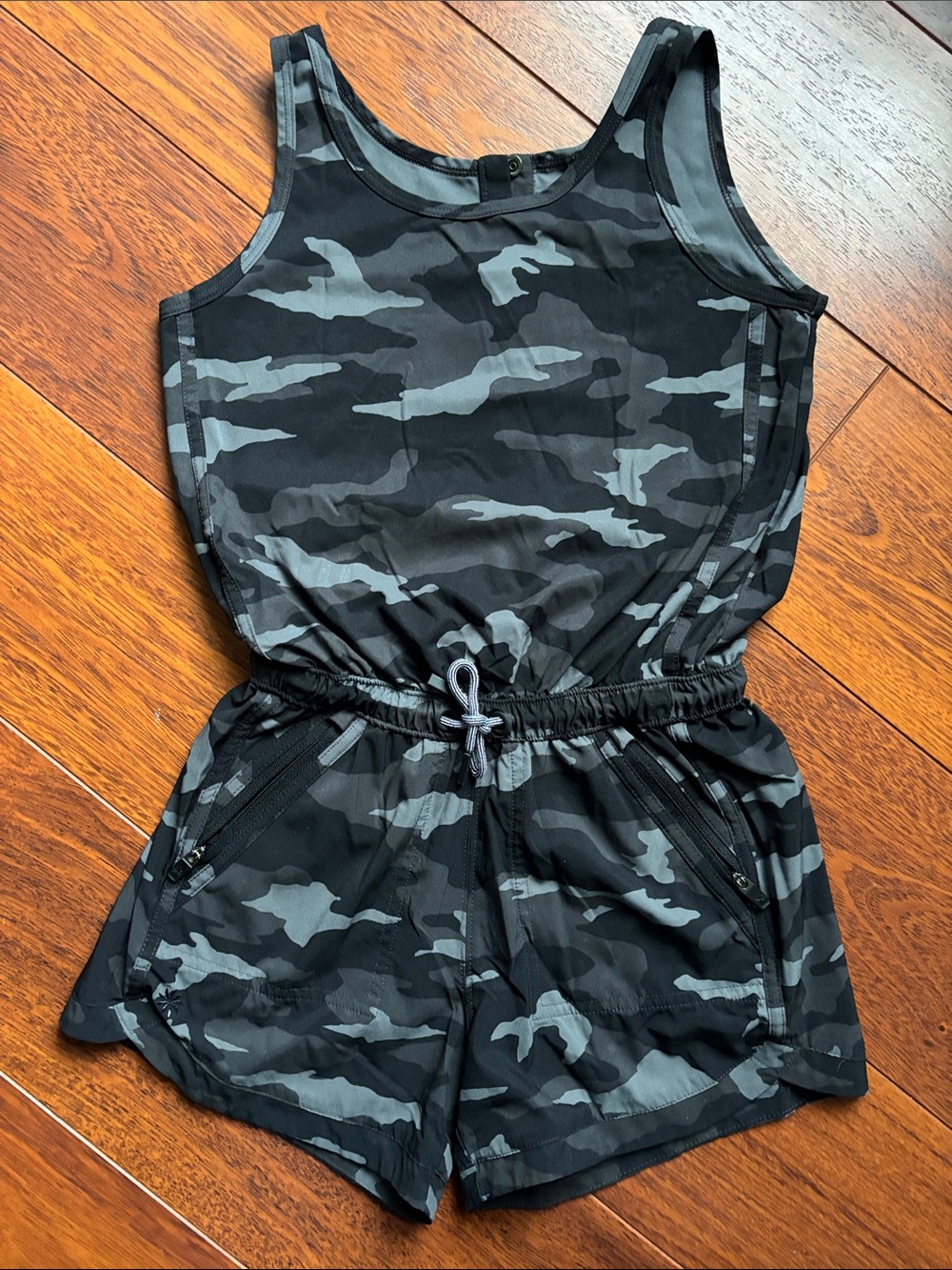 Althleta  Black & Gray Camo Romper - Lightweight Drawstring Shorts